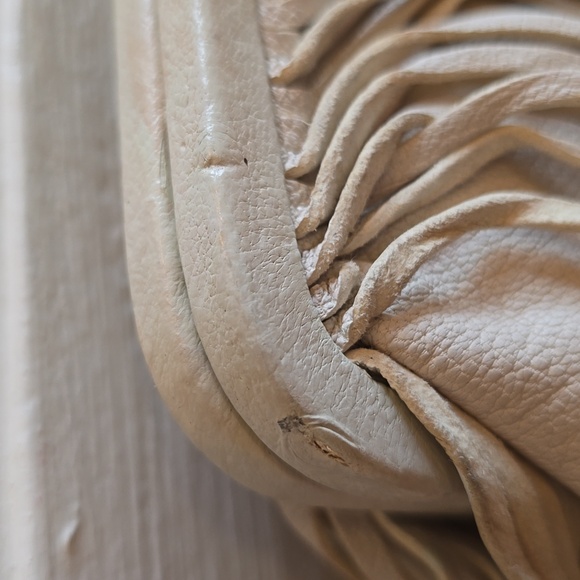 Clare V., Leather Strip Frame Clutch, Ivory, VGUC, 5.5" L x 9" W - Picture 14 of 15